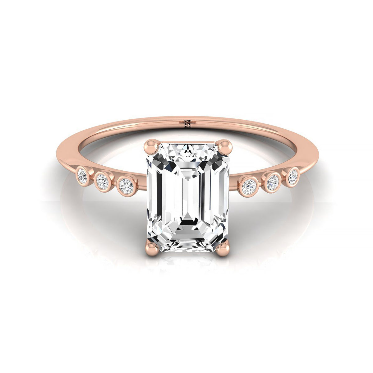 ตัวเรือนแหวนหมั้นเพชร Peggy ทรงมรกต ทองคำชมพู 14K จาก RockHer