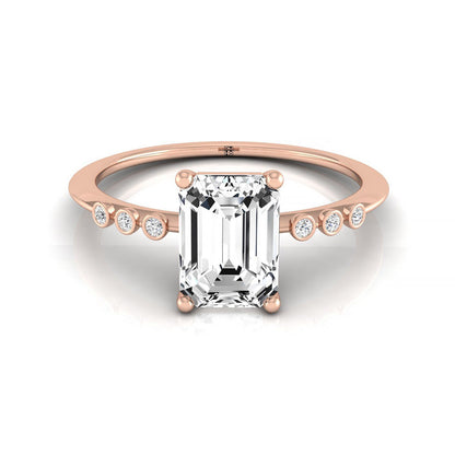 ตัวเรือนแหวนหมั้นเพชร Peggy ทรงมรกต ทองคำชมพู 14K จาก RockHer