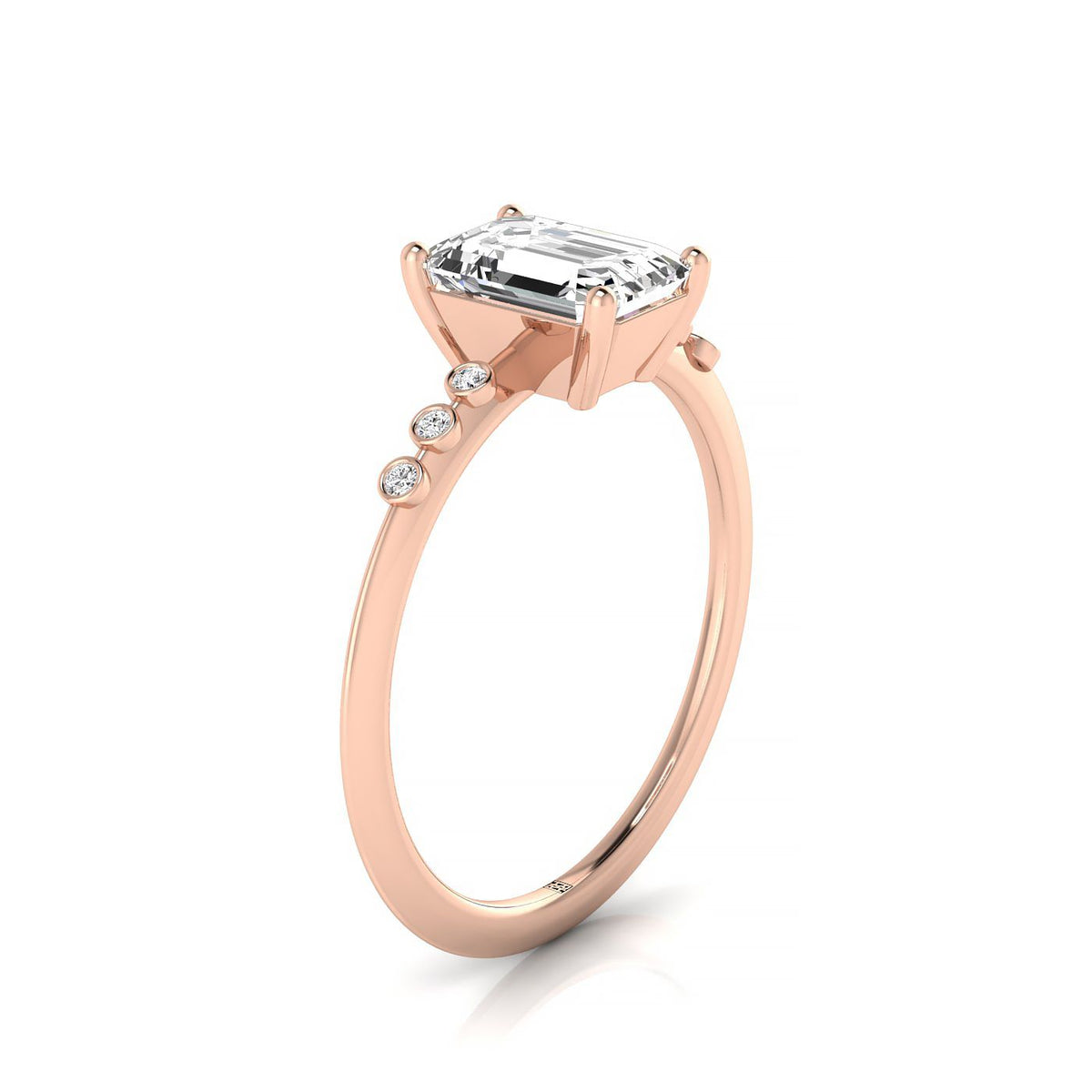 ตัวเรือนแหวนหมั้นเพชร Peggy ทรงมรกต ทองคำชมพู 14K จาก RockHer