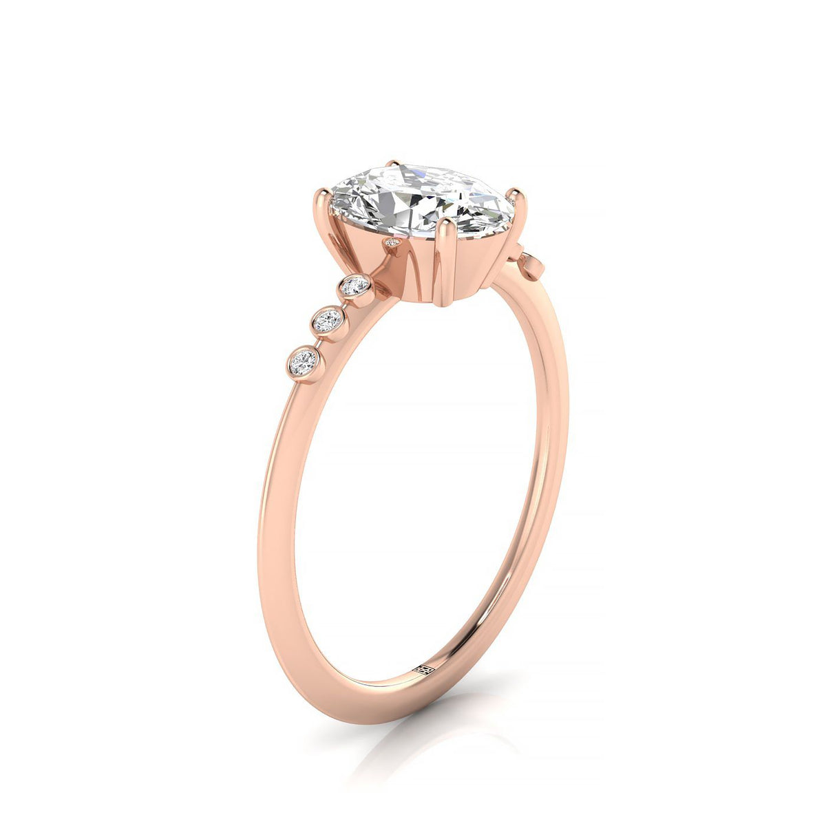 ตัวเรือนแหวนหมั้นเพชร Peggy ทรงรี ทองคำชมพู 14K จาก RockHer
