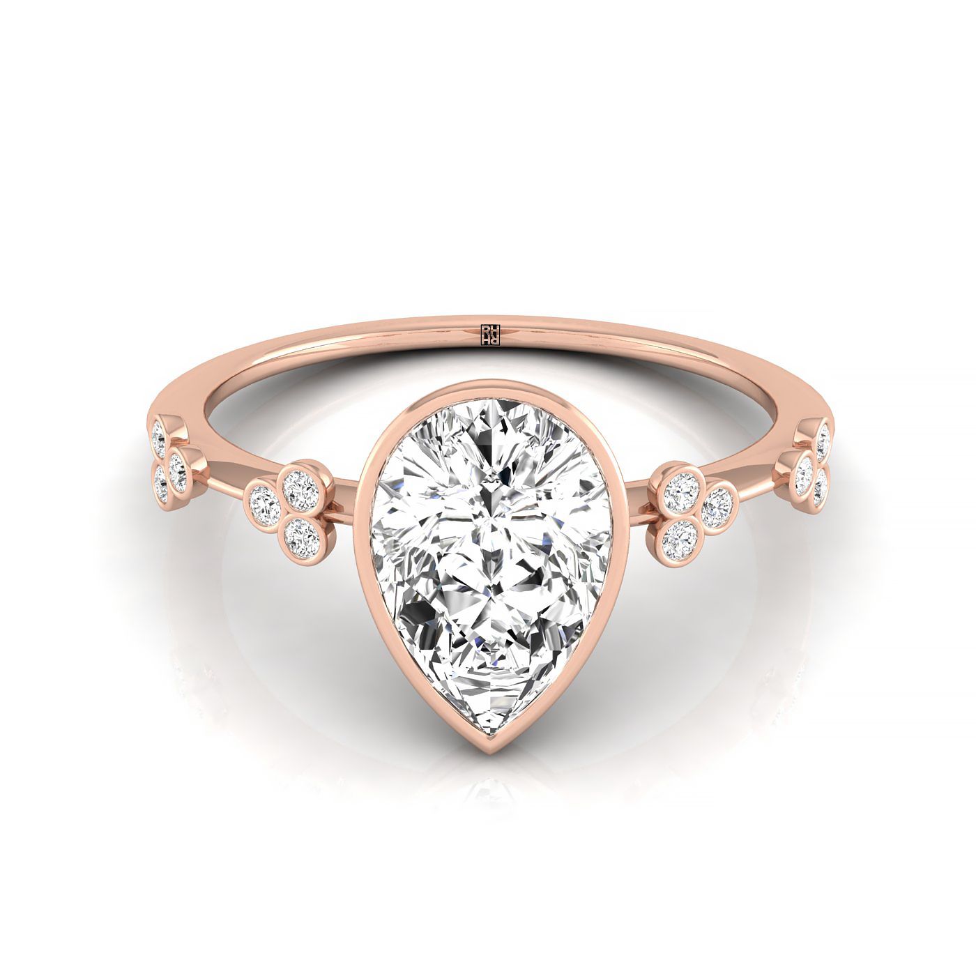 Princess, Hidden Halo PR, in 14K Rose Gold – front view | RockHer