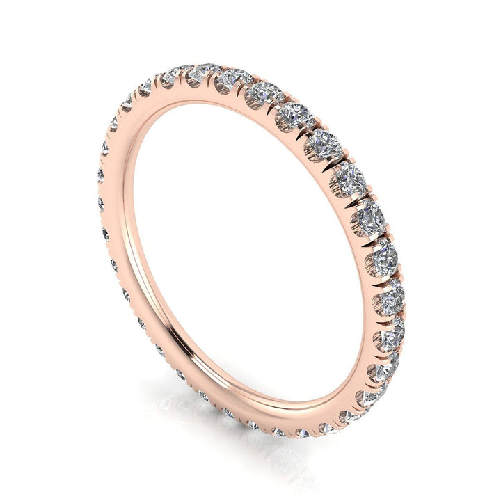 Round Brilliant Cut Diamond Split Prong Set Eternity Ring In 14k Rose Gold  (0.99ct. Tw.) Ring Size 7.5