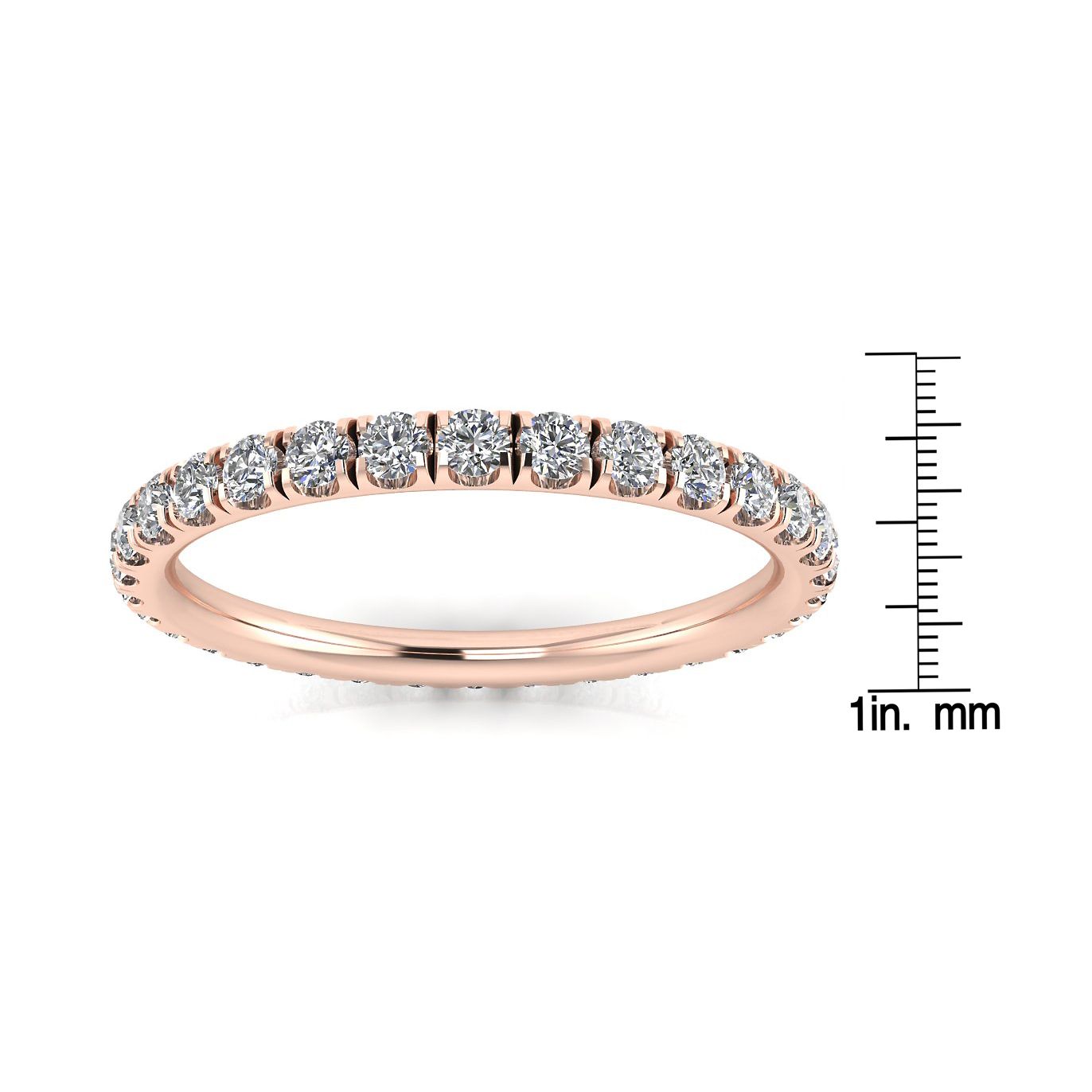 Round Brilliant Cut Diamond Split Prong Set Eternity Ring In 14k Rose Gold  (1.49ct. Tw.) Ring Size 6.5