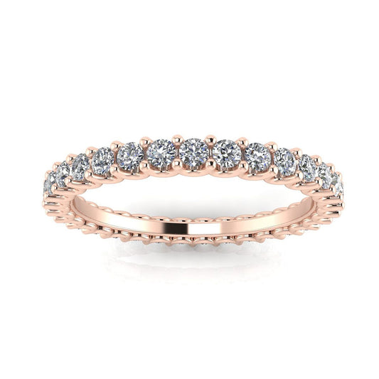 Round Brilliant Cut Diamond Shared Prong Set Eternity Ring In 14k Rose Gold  (1.49ct. Tw.) Ring Size 6.5