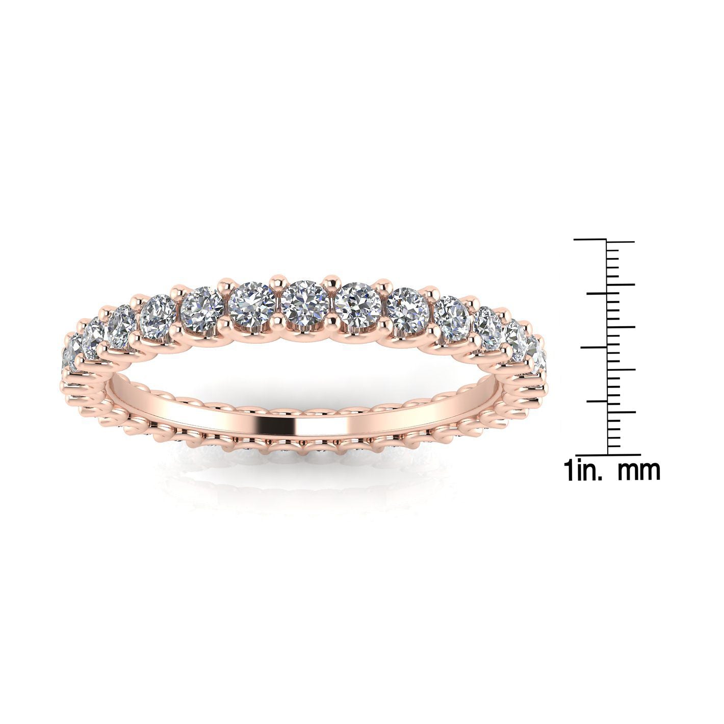 Round Brilliant Cut Diamond Shared Prong Set Eternity Ring In 14k Rose Gold  (0.86ct. Tw.) Ring Size 5