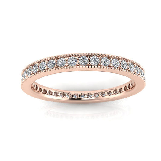 Round Brilliant Cut Diamond Pave & Milgrain Set Eternity Ring In 14k Rose Gold  (0.52ct. Tw.) Ring Size 9