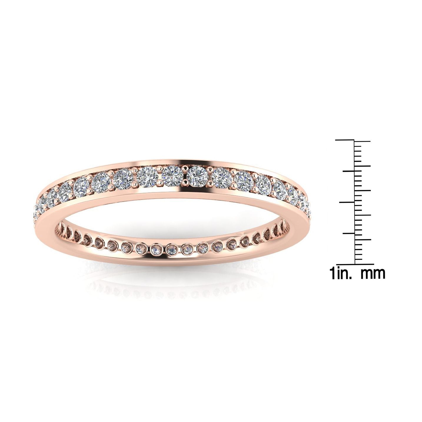 แหวนวงนิรันดร์ประดับเพชรเจียระไนแบบกลมเจิดจรัสแบบแชนเนลเพฟในทองกุหลาบ 14k (0.68 กะรัต น้ำหนักรวม) ขนาดแหวน 6