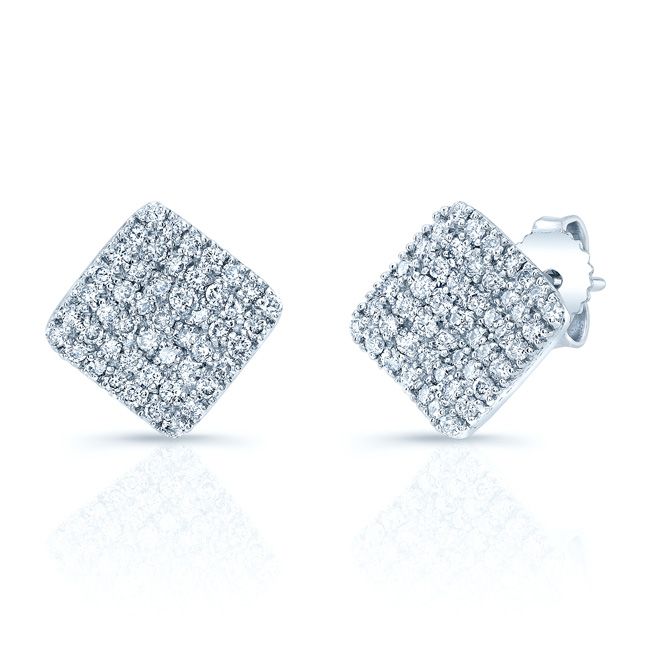 Natural Diamond Round Brilliant Stud Earrings in 14K White Gold, 0.7 ct. t.w. | RockHer