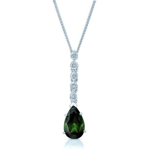 Green Tourmaline Pendant in 14K White Gold – front view | RockHer