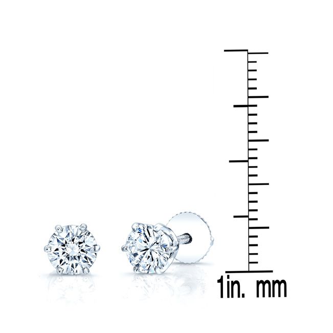 Diamond 6-prong Round Stud 14k White Gold