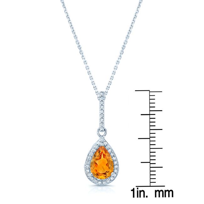 จี้ซิทรินและเพชรในทองคำขาว 14 กะรัต (1/6 กะรัตรวม)