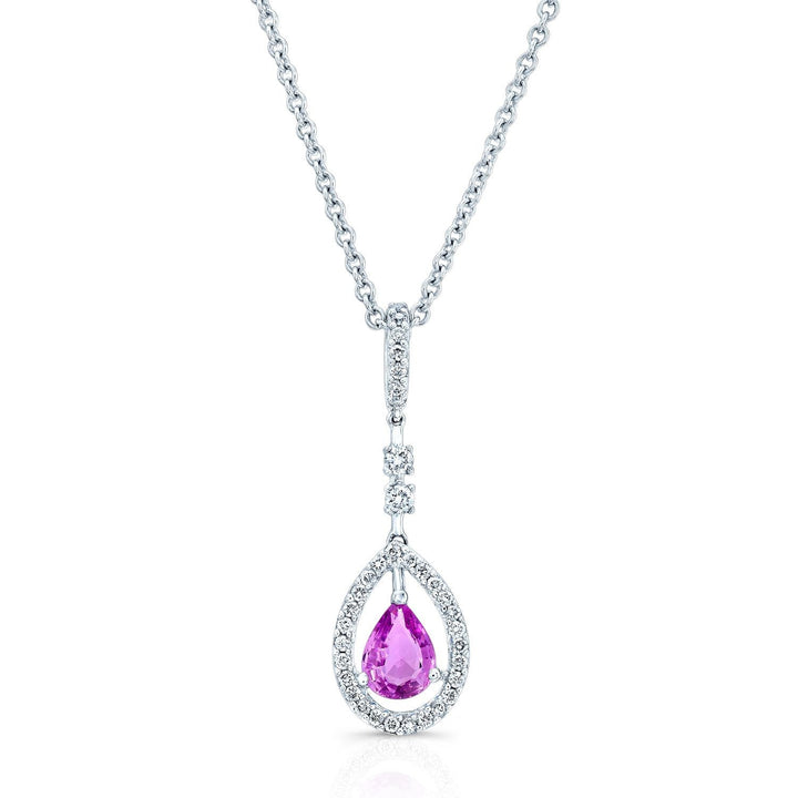 Pink Sapphire & Diamond Pendant, in 14K White Gold | RockHer