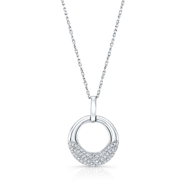 Natural Diamond Round Brilliant Pendant in 14K White Gold, 6 ct. t.w. – front view | RockHer