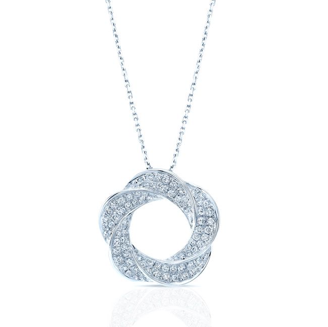 Natural Diamond Round Brilliant Pendant in 14K White Gold – front view | RockHer