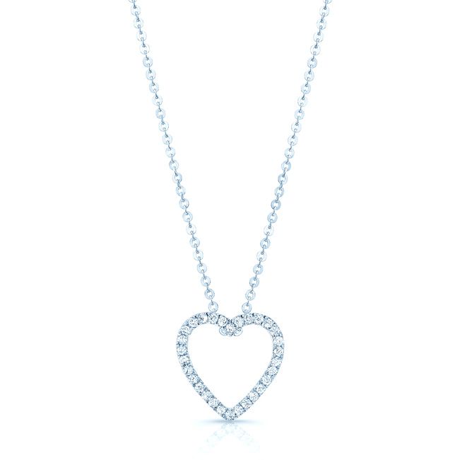Diamond Heart Pendant in 14K White Gold – front view | RockHer