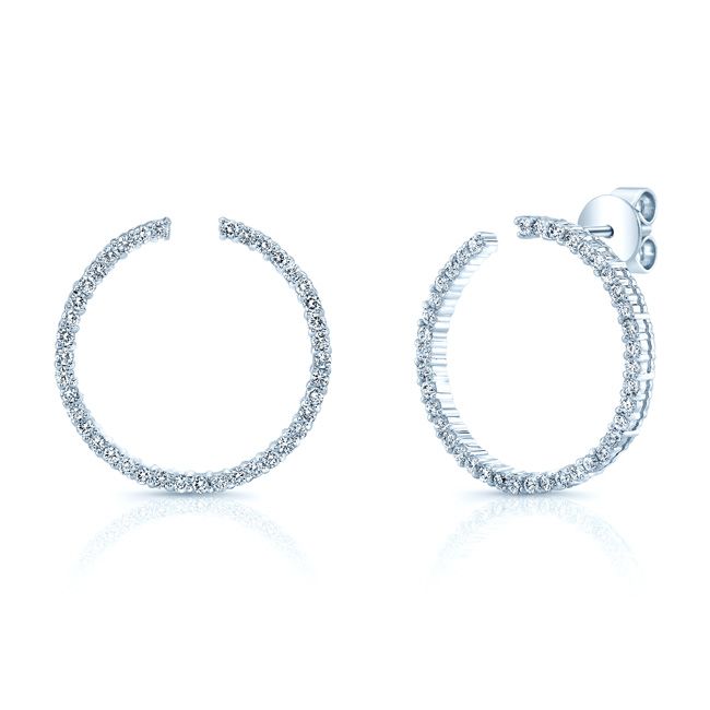 Diamond Open Circle Earrings in 14K White Gold 3/4ctw | RockHer