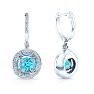 ต่างหูบลูโทแพซ ตัวเรือนทองคำขาว 14K จาก RockHer