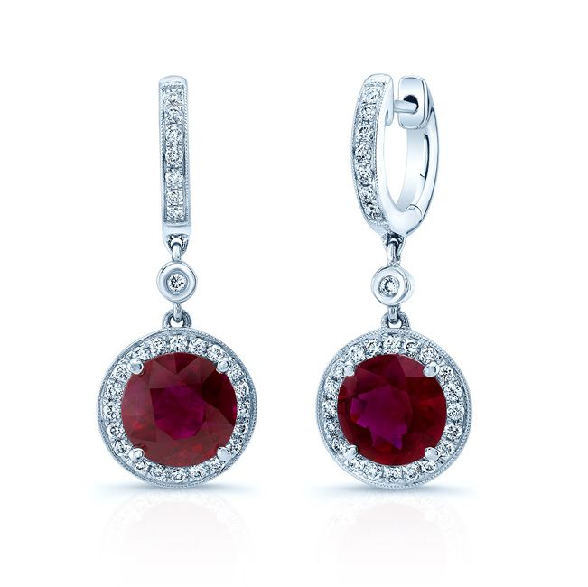 Ruby And Diamond Earrings in 14K White Gold | RockHer