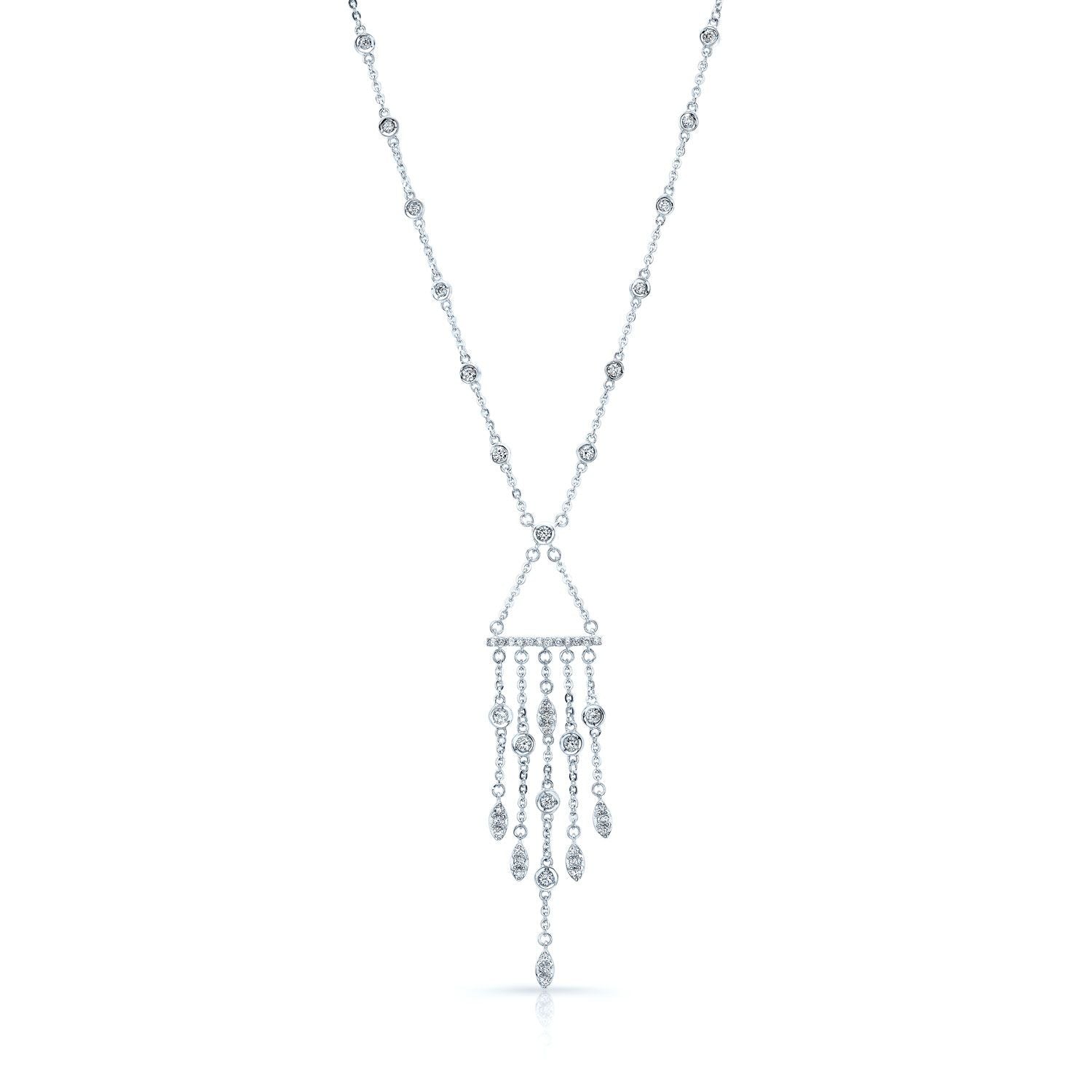 สร้อยคอจี้ระฆังลมเพชรในทองคำขาว 14k