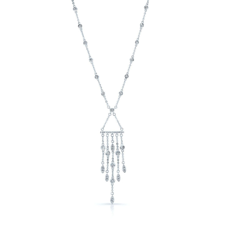 Diamond Wind Chime Dangle Necklace in 14K White Gold – front view | RockHer