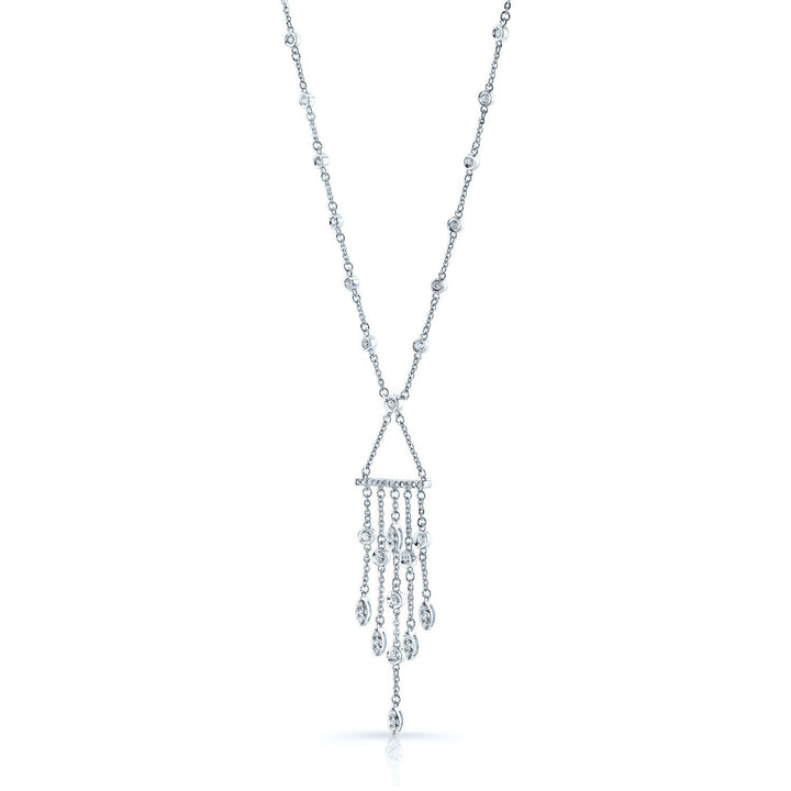 สร้อยคอจี้ระฆังลมเพชรในทองคำขาว 14k