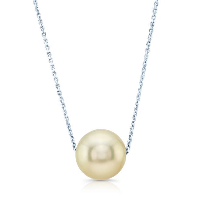 South Sea Pearl Pear Shape Pendant in 14K White Gold – front view | RockHer