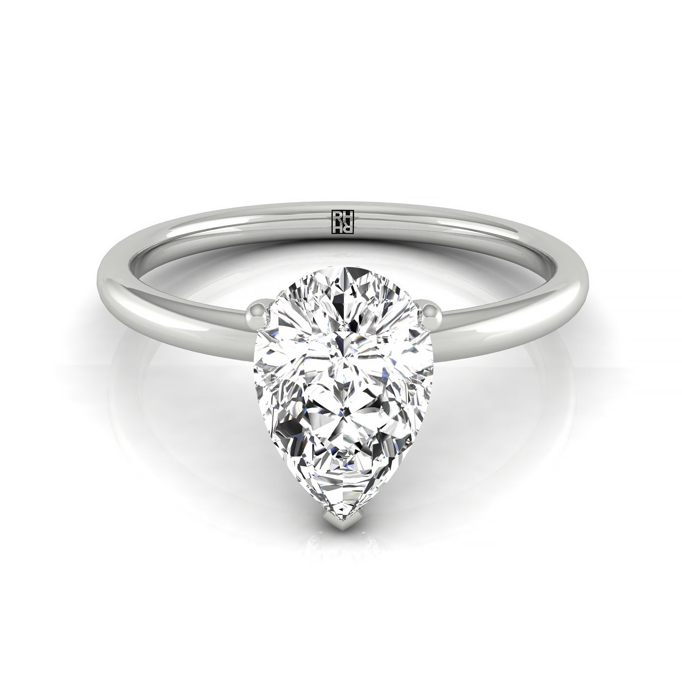Princess, Double Hidden Halo Solitaire Pear Shape, in Platinum – front view | RockHer