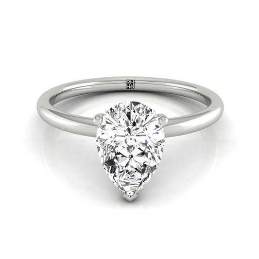 Princess, Double Hidden Halo Solitaire Pear Shape, in Platinum – front view | RockHer