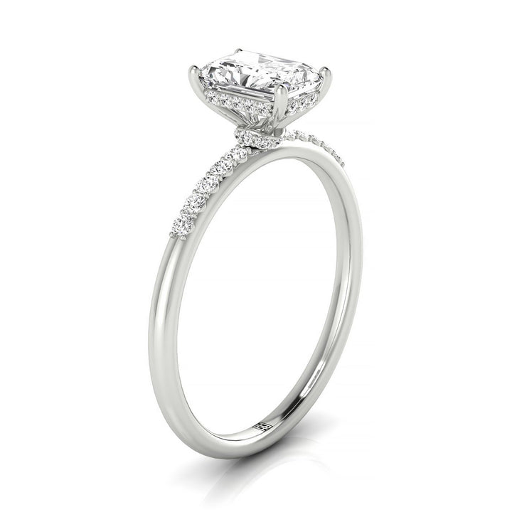 14kw Radiant Double Hidden Halo Quarter Shank Engagement Ring - 1/25ctw