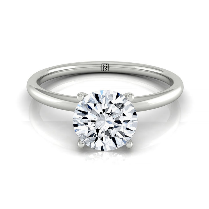 Round Brilliant, Hidden Halo Solitaire, in 18K White Gold – front view | RockHer