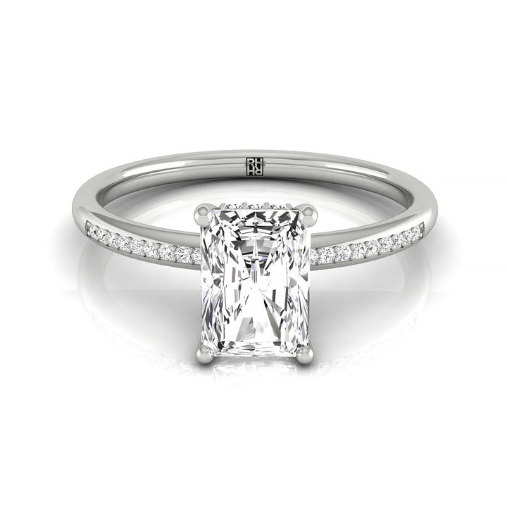 High Hidden Halo Radiant, in Platinum – front view | RockHer