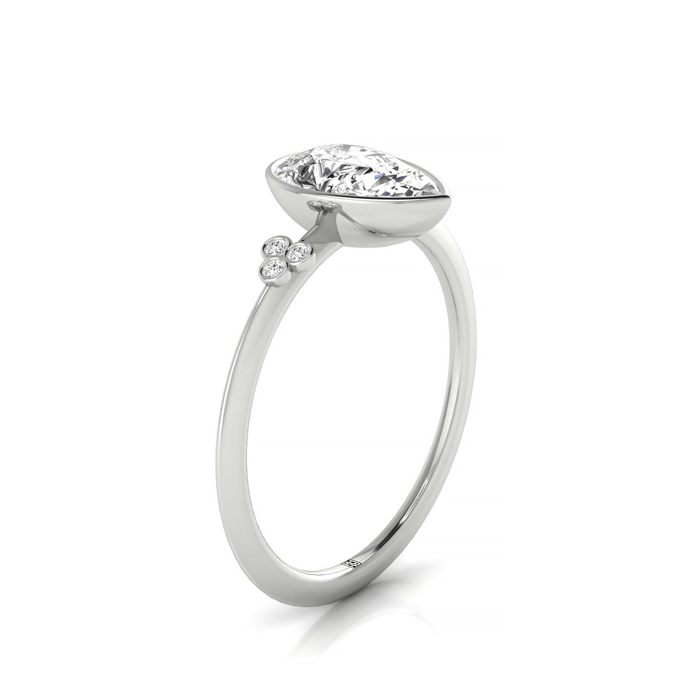Clover Bezel Accent Solitaire Princess, in Platinum – side profile | RockHer