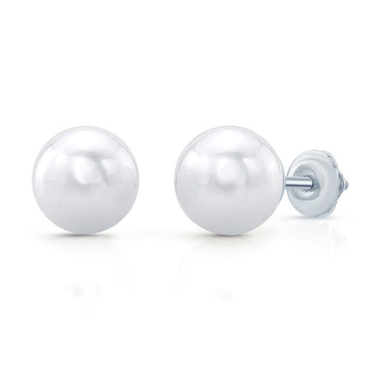 White 6-6.5mm Akoya Pearl Stud Earrings In 14k White Gold