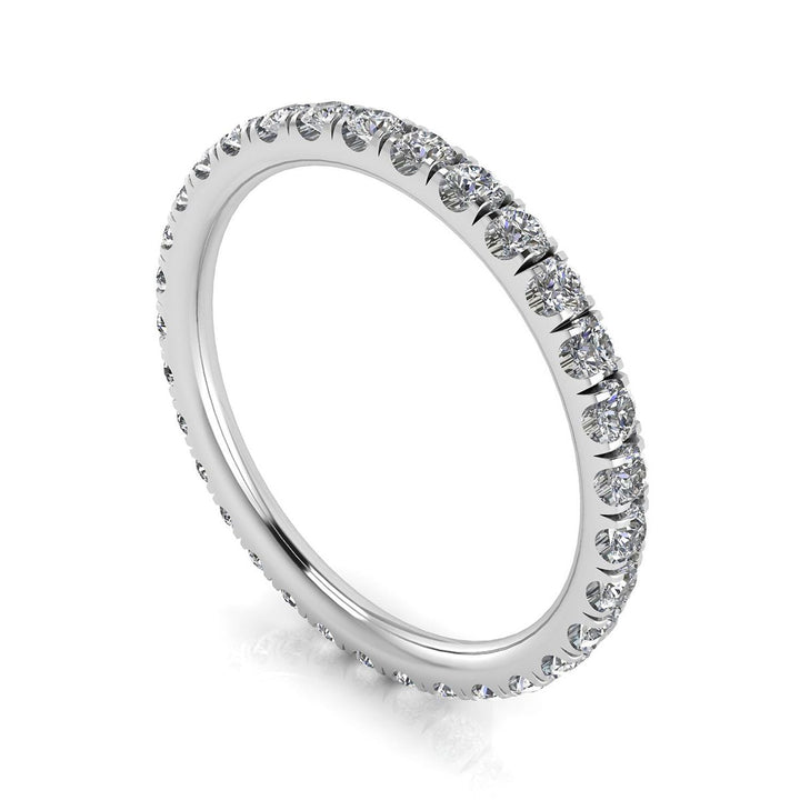 Round Brilliant Cut Diamond Split Prong Set Eternity Ring In 18k White Gold  (0.92ct. Tw.) Ring Size 6.5
