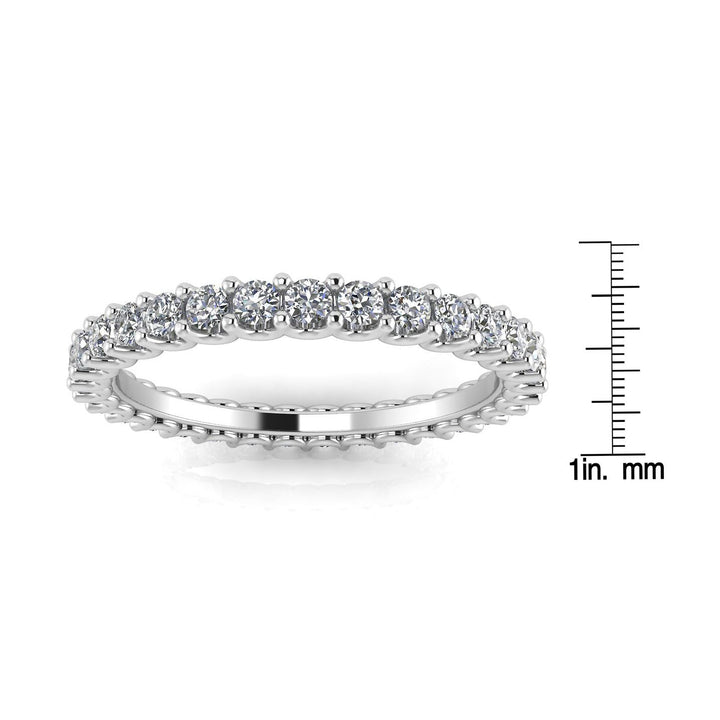 Round Brilliant Cut Diamond Shared Prong Set Eternity Ring In 14k White Gold  (0.96ct. Tw.) Ring Size 7.5