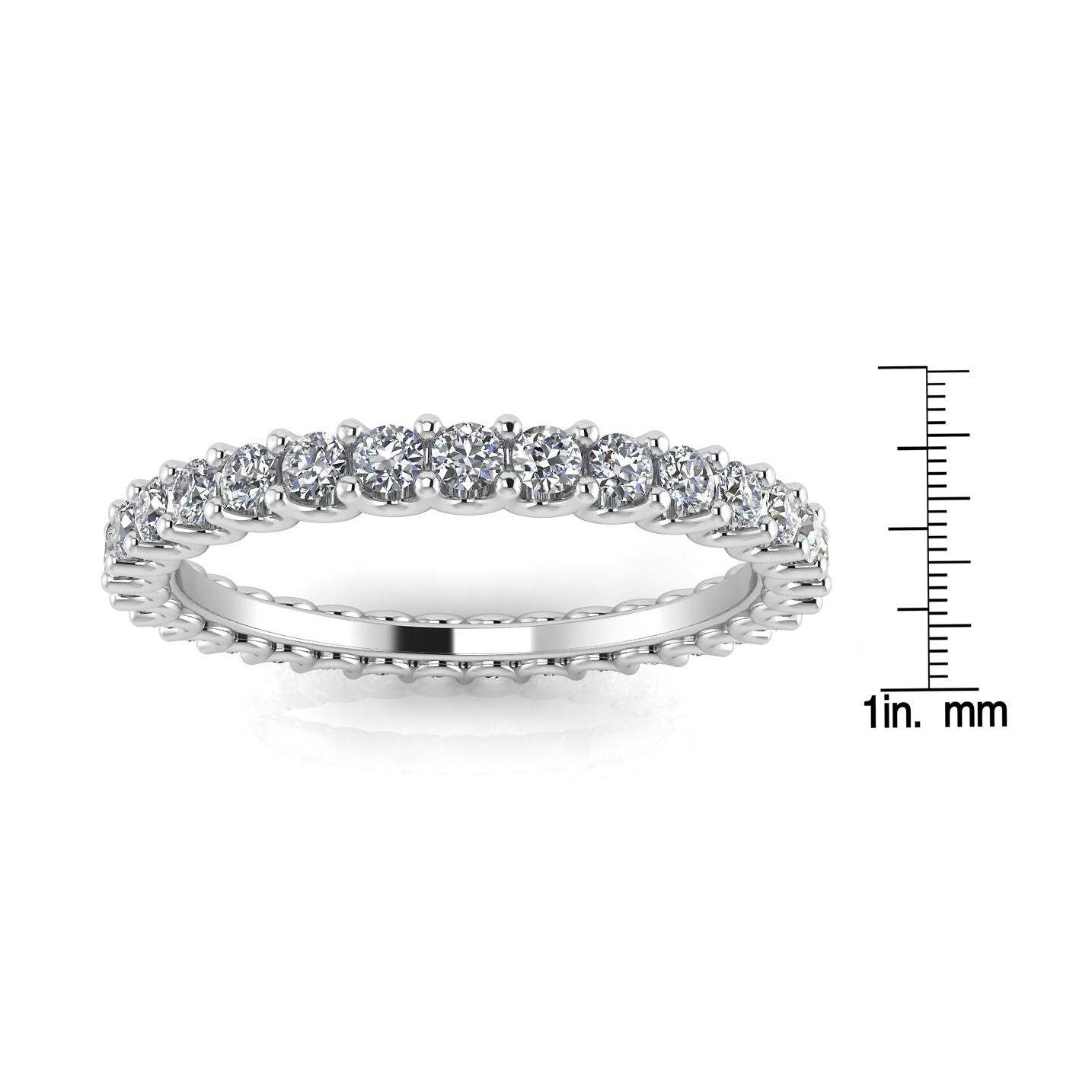 Round Brilliant Cut Diamond Shared Prong Set Eternity Ring In 14k White Gold  (1.56ct. Tw.) Ring Size 7.5