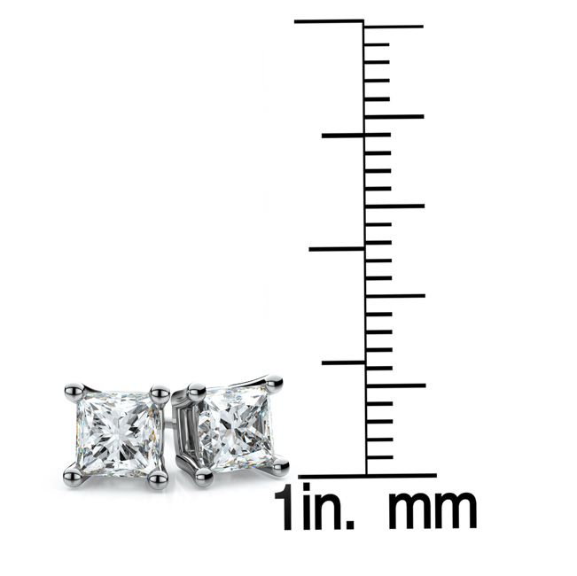 18k White Gold 4-prong Princess Diamond Stud Earrings (0.32 Ct. T.w., Si1-si2 Clarity, H-i Color)