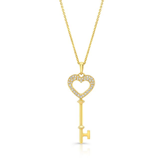 Natural Diamond Heart Shape Pendant in 14K Yellow Gold, 6 ct. t.w. – front view | RockHer