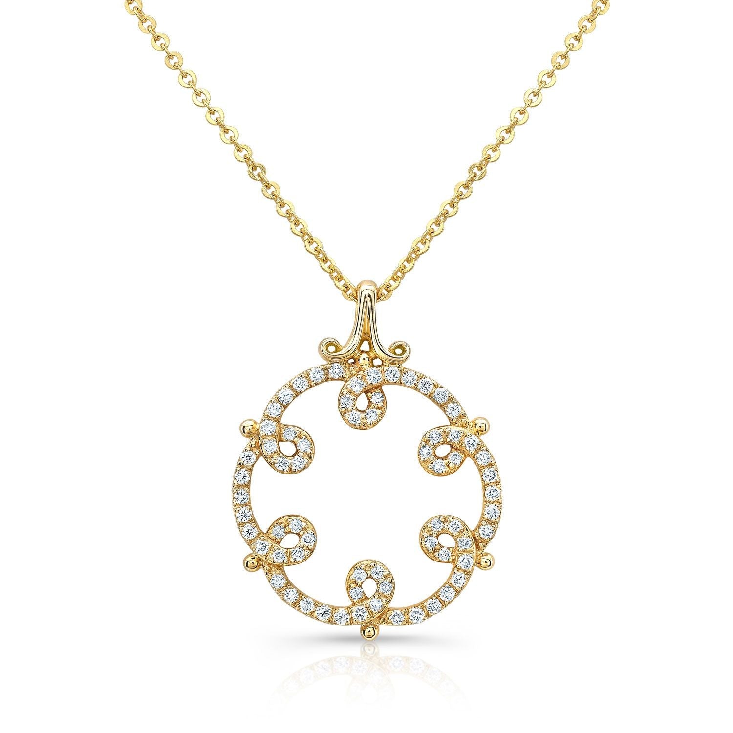 จี้วงแหวนเพชรในทองคำเหลือง 14k