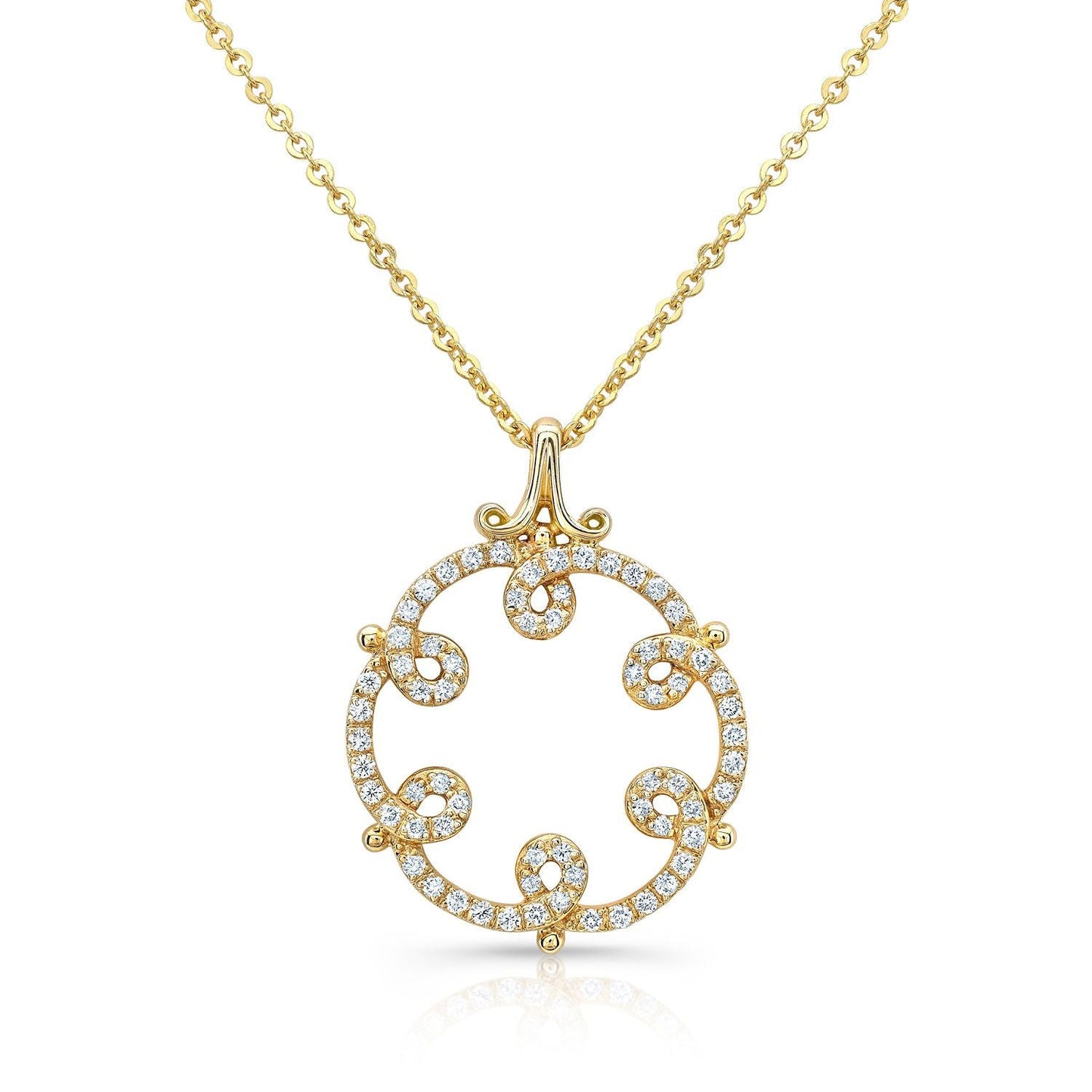 จี้วงแหวนเพชรในทองคำเหลือง 14k