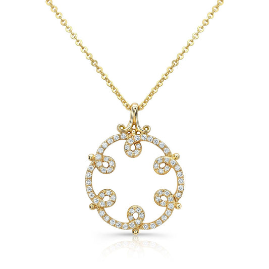 จี้วงแหวนเพชรในทองคำเหลือง 14k