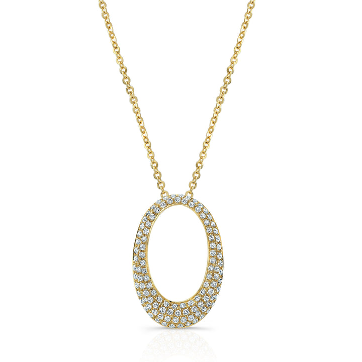 Natural Diamond Oval Pendant in 14K Yellow Gold – front view | RockHer