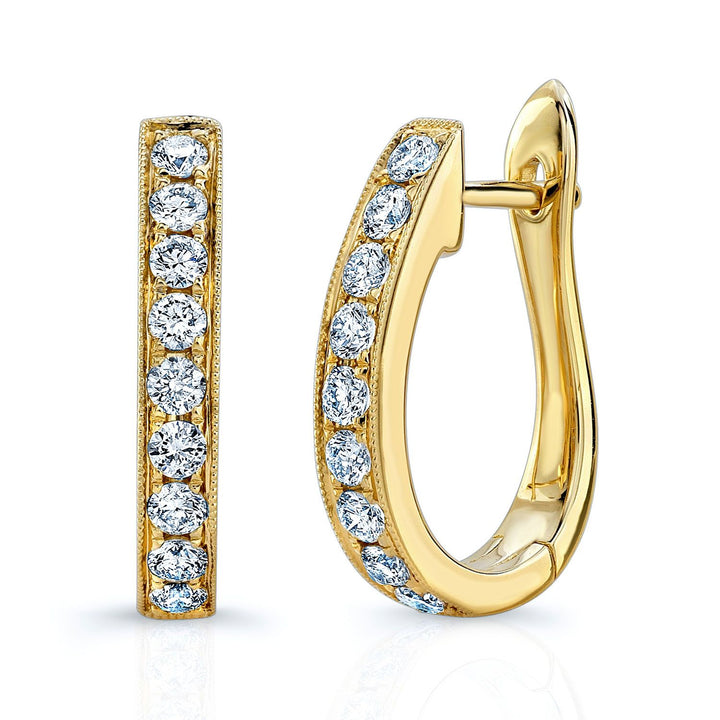 Diamond J Hoop Earrings in 14K Yellow Gold | RockHer