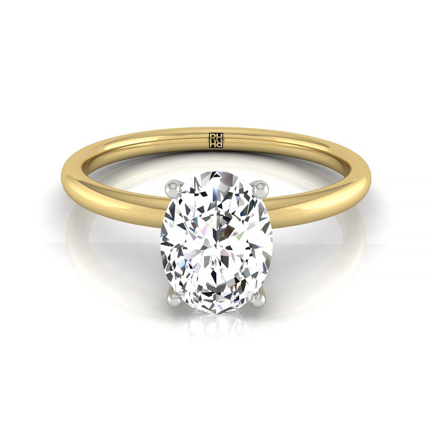 18ky Oval Double Hidden Halo Solitaire Engagement Ring With 22 Prong Set Round Diamonds