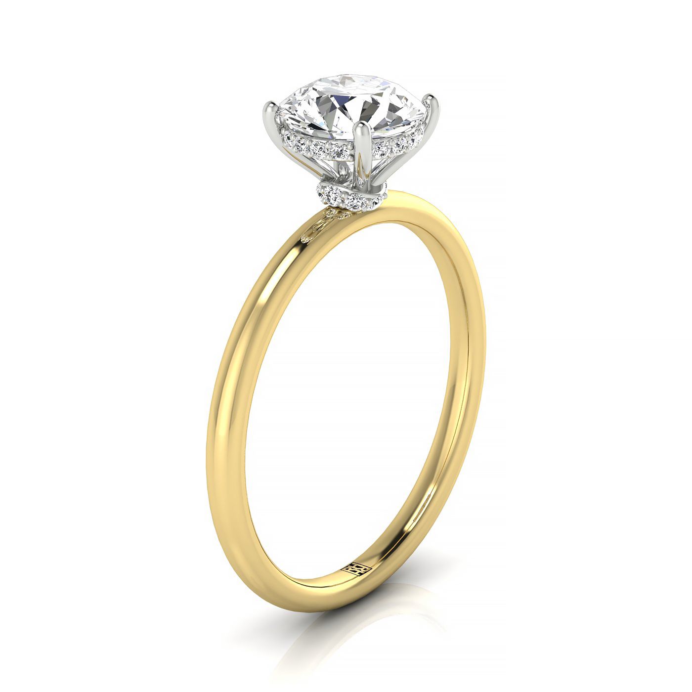 14ky Round Double Hidden Halo Solitaire Engagement Ring With 24 Prong Set Round Diamonds
