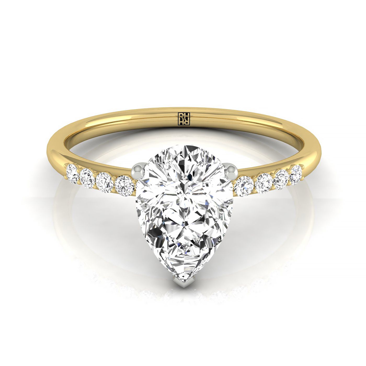 Princess, Hidden Halo Quarter Shank PR, in 18K Yellow Gold – front view | RockHer