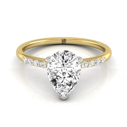 Princess, Hidden Halo Quarter Shank PR, in 18K Yellow Gold – front view | RockHer