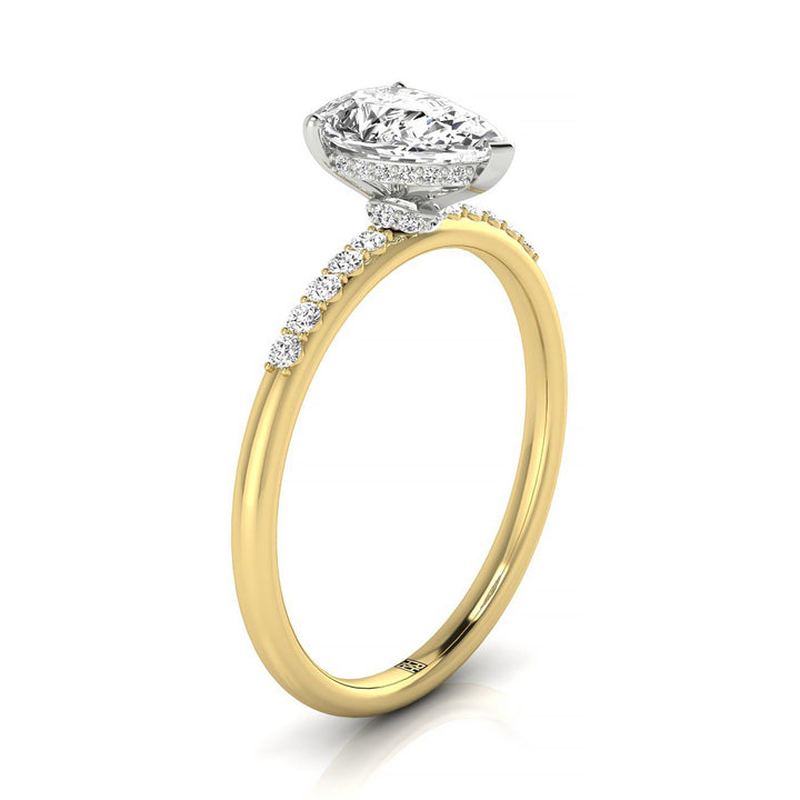 Princess, Hidden Halo Quarter Shank PR, in 18K Yellow Gold – side profile | RockHer
