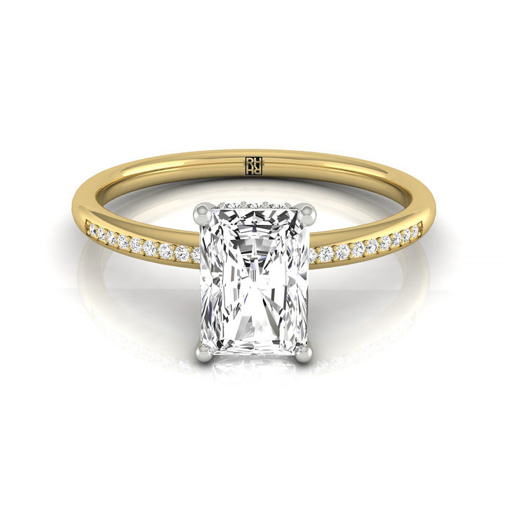 High Hidden Halo Radiant, in 18K Yellow Gold – front view | RockHer