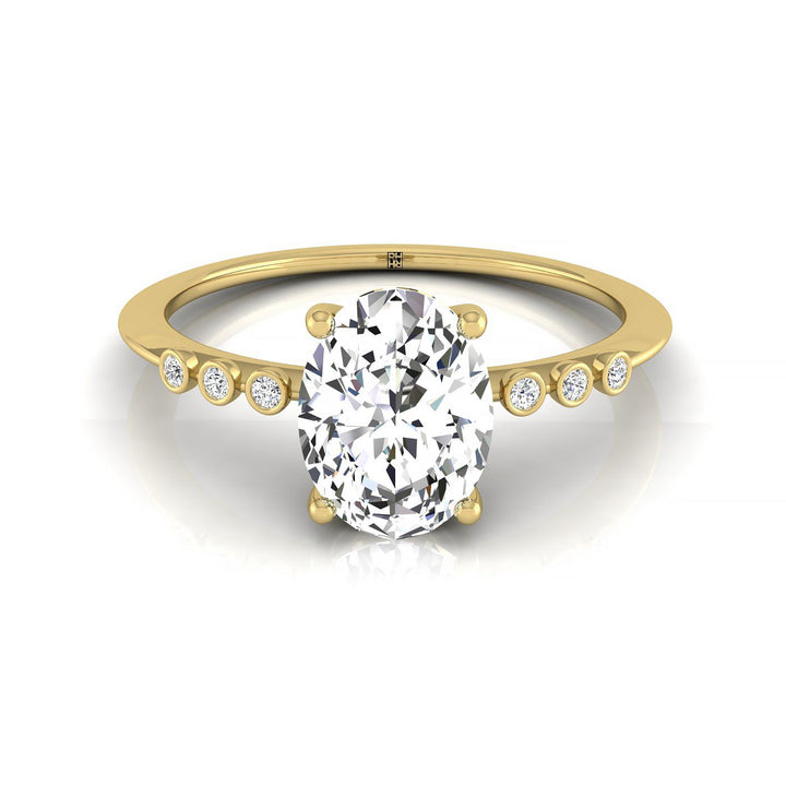 Bezel Accent Solitaire Oval, in 18K Yellow Gold – front view | RockHer